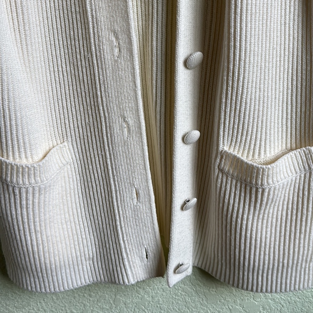 Classic Cream Button-Up Ribbed Cardigan - Picture 3 of 5